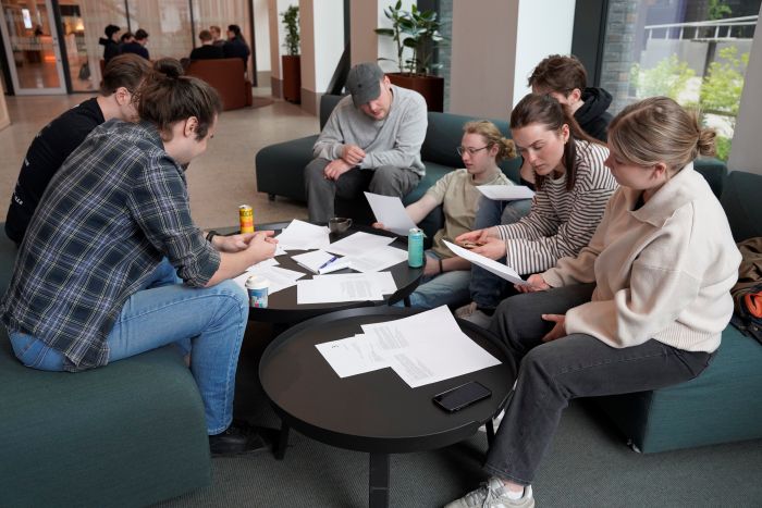 students in group at a table