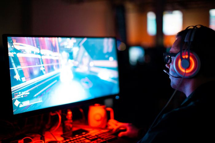 Gamer in front of PC