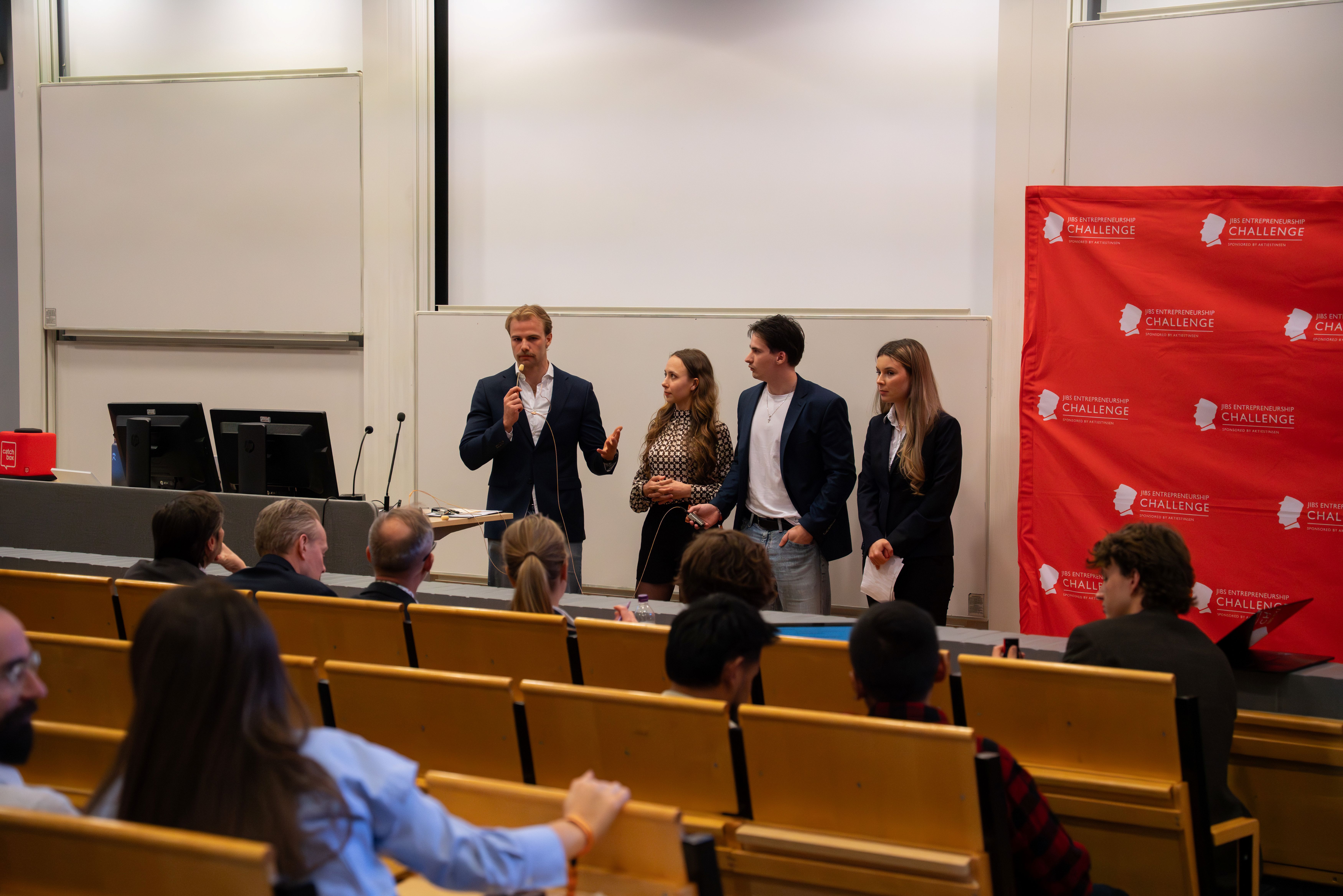 Students at stage.